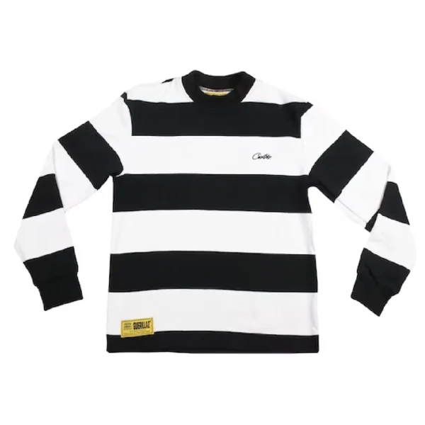 Corteiz-All-starz-Striped-Long-sleeve-Black White